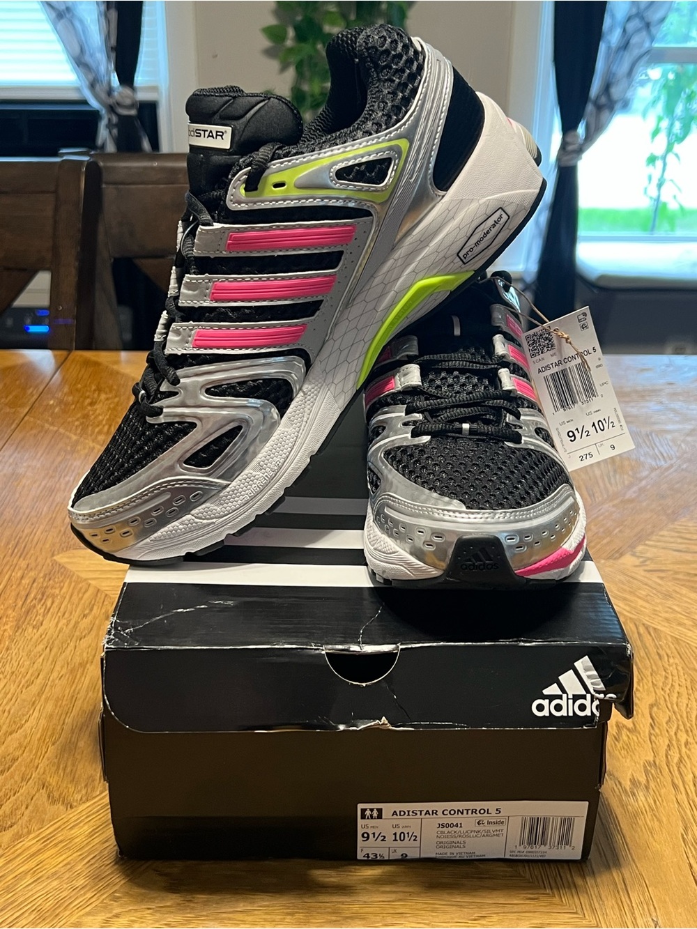adidas Women's Running Shoes - Black, Silver & Pink with Neon Accent